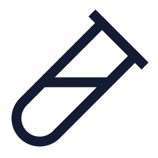 Test Tube Diagonal Icon in Stroke Sharp style