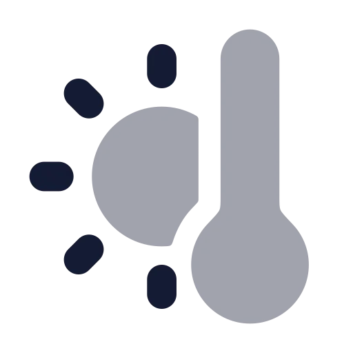 Thermometer Sun Icon in Bulk Rounded style