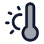 Thermometersun icon with duotone standard style