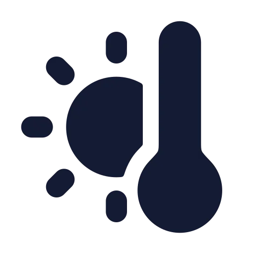 Thermometer Sun Icon in Solid Rounded style