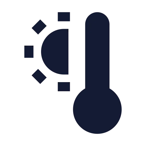 Thermometer Sun Icon in Solid Sharp style