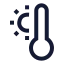 Thermometersun icon with stroke sharp style