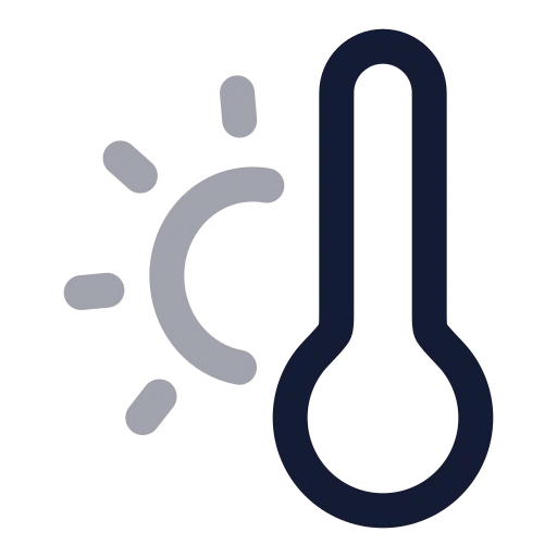 Thermometer Sun Icon in Twotone Rounded style