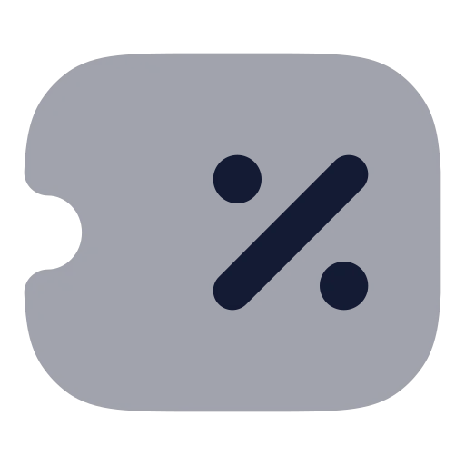 Ticket Percent Icon in Bulk Rounded style