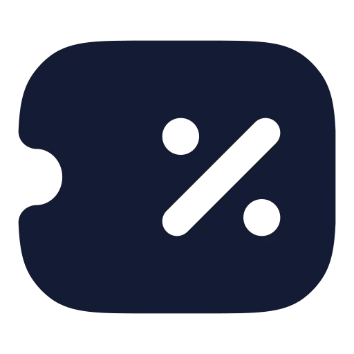 Ticket Percent Icon in Solid Rounded style