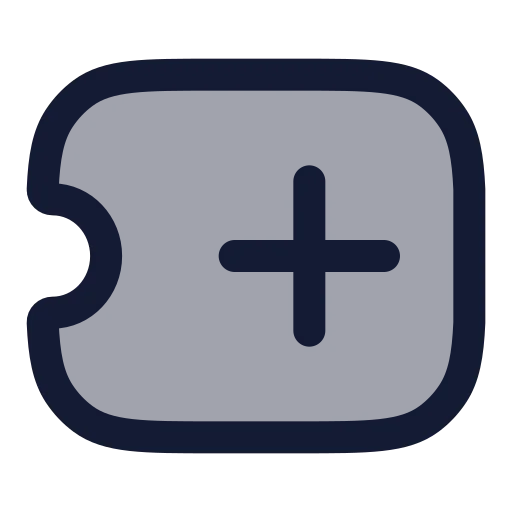 Ticket Plus Icon in Duotone Rounded style