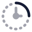 Timequarterpass icon with bulk rounded style
