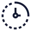 Timequarterpass icon with stroke sharp style