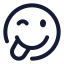 Tonguewinkleft icon with stroke rounded style