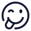 Tonguewinkleft icon with stroke sharp style