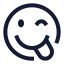 Tonguewinkright icon with stroke sharp style