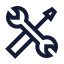 Tools icon with stroke sharp style