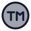 Trademark icon with duotone rounded style