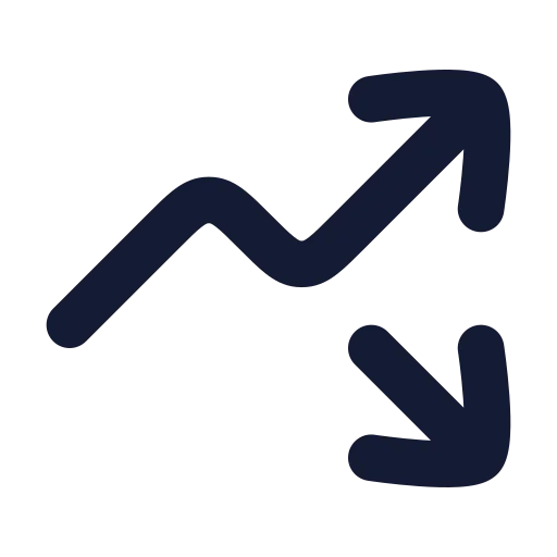Trending Up Down Icon in Solid Rounded style