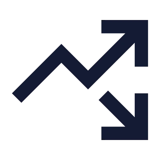 Trending Up Down Icon in Solid Sharp style