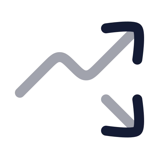 Trending Up Down Icon in Twotone Rounded style