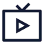 Tvminimalplay icon with stroke sharp style