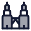Twintower icon with duotone rounded style