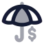 Umbrelladollar icon with bulk rounded style