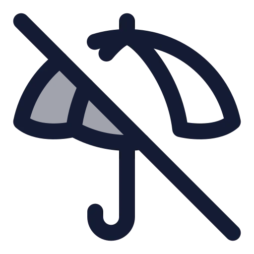 Umbrella Off Icon in Duotone Rounded style