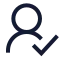 Usercheck icon with stroke sharp style