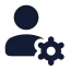 Usercog icon with solid rounded style