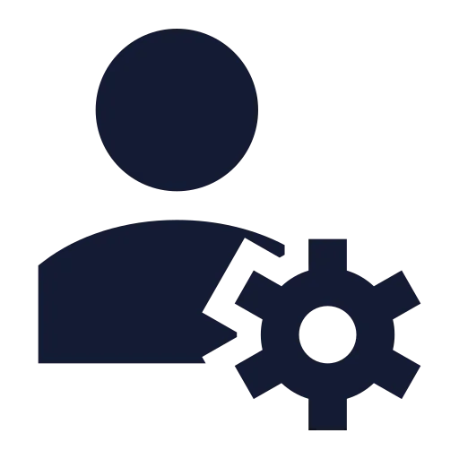 User Cog Icon in Solid Sharp style