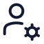 Usercog icon with stroke rounded style