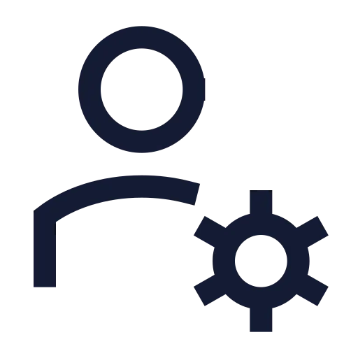 User Cog Icon in Stroke Sharp style