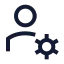 Usercog icon with stroke sharp style