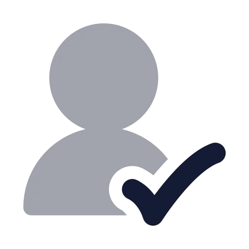 User Round Check Icon in Bulk Rounded style