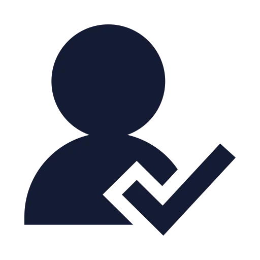 User Round Check Icon in Solid Sharp style