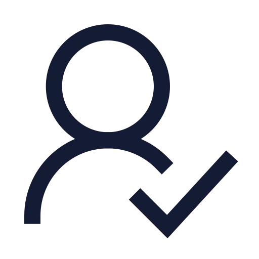 User Round Check Icon in Stroke Sharp style