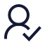 Userroundcheck icon with stroke sharp style