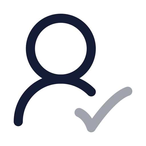 User Round Check Icon in Twotone Rounded style
