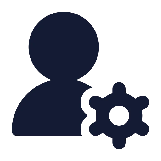User Round Cog Icon in Solid Rounded style