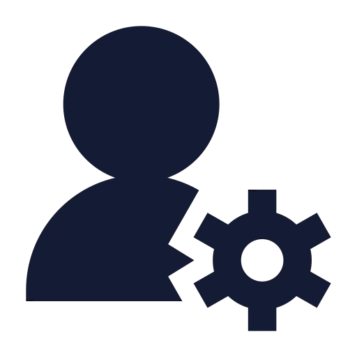 User Round Cog Icon in Solid Sharp style
