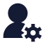 Userroundcog icon with solid sharp style