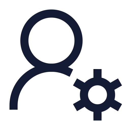 User Round Cog Icon in Stroke Sharp style