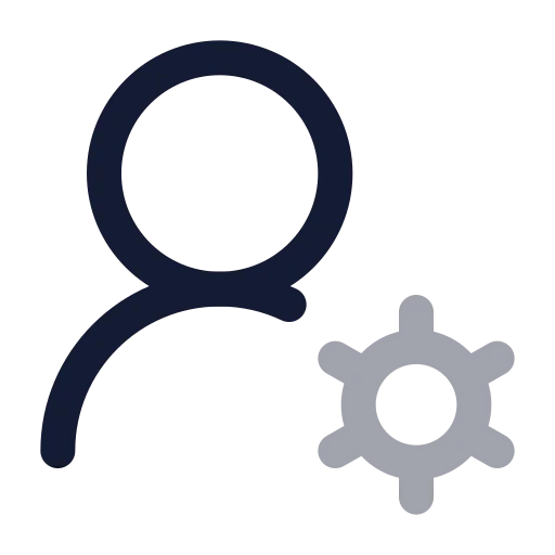 User Round Cog Icon in Twotone Rounded style