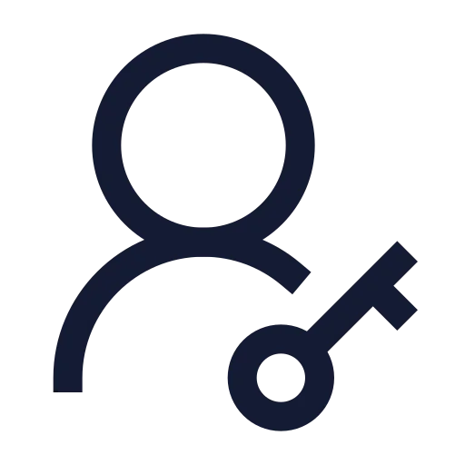 User Round Key Icon in Stroke Sharp style