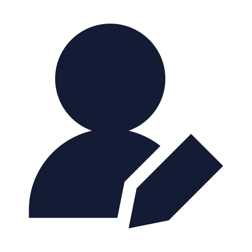 User Round Pen Icon in Solid Sharp style