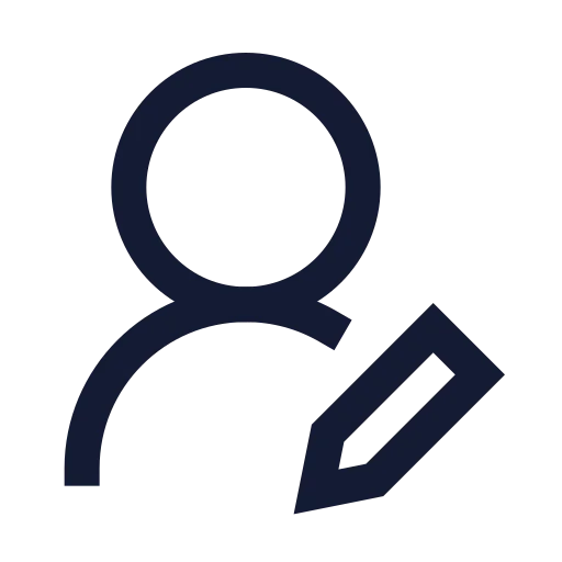 User Round Pen Icon in Stroke Sharp style
