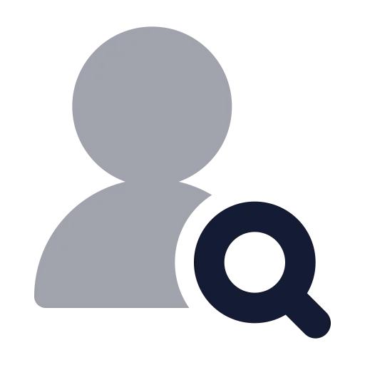 User Round Search Icon in Bulk Rounded style