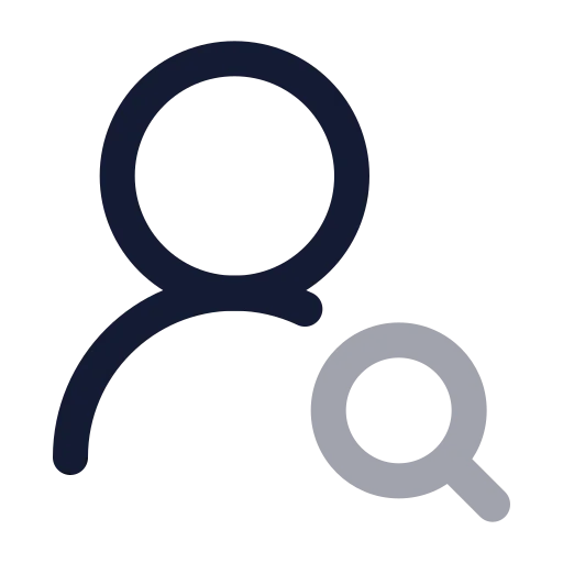 User Round Search Icon in Twotone Rounded style