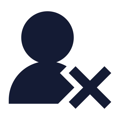 User Round X Icon in Solid Sharp style