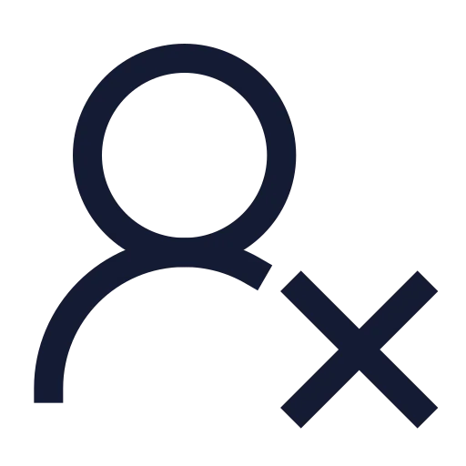 User Round X Icon in Stroke Sharp style
