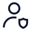 Usershield icon with stroke sharp style