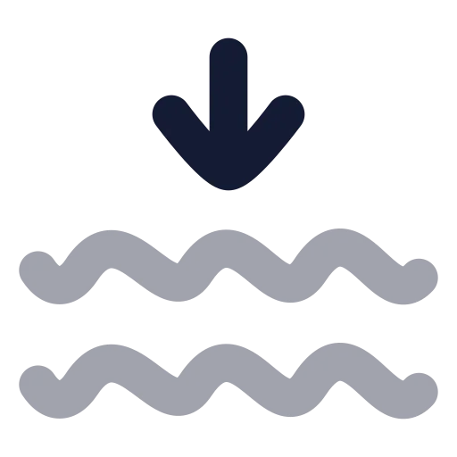 Waves Arrow Down Icon in Bulk Rounded style