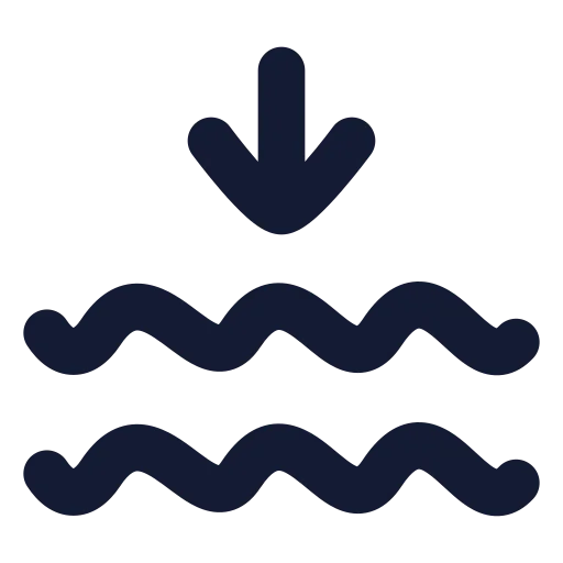 Waves Arrow Down Icon in Solid Rounded style